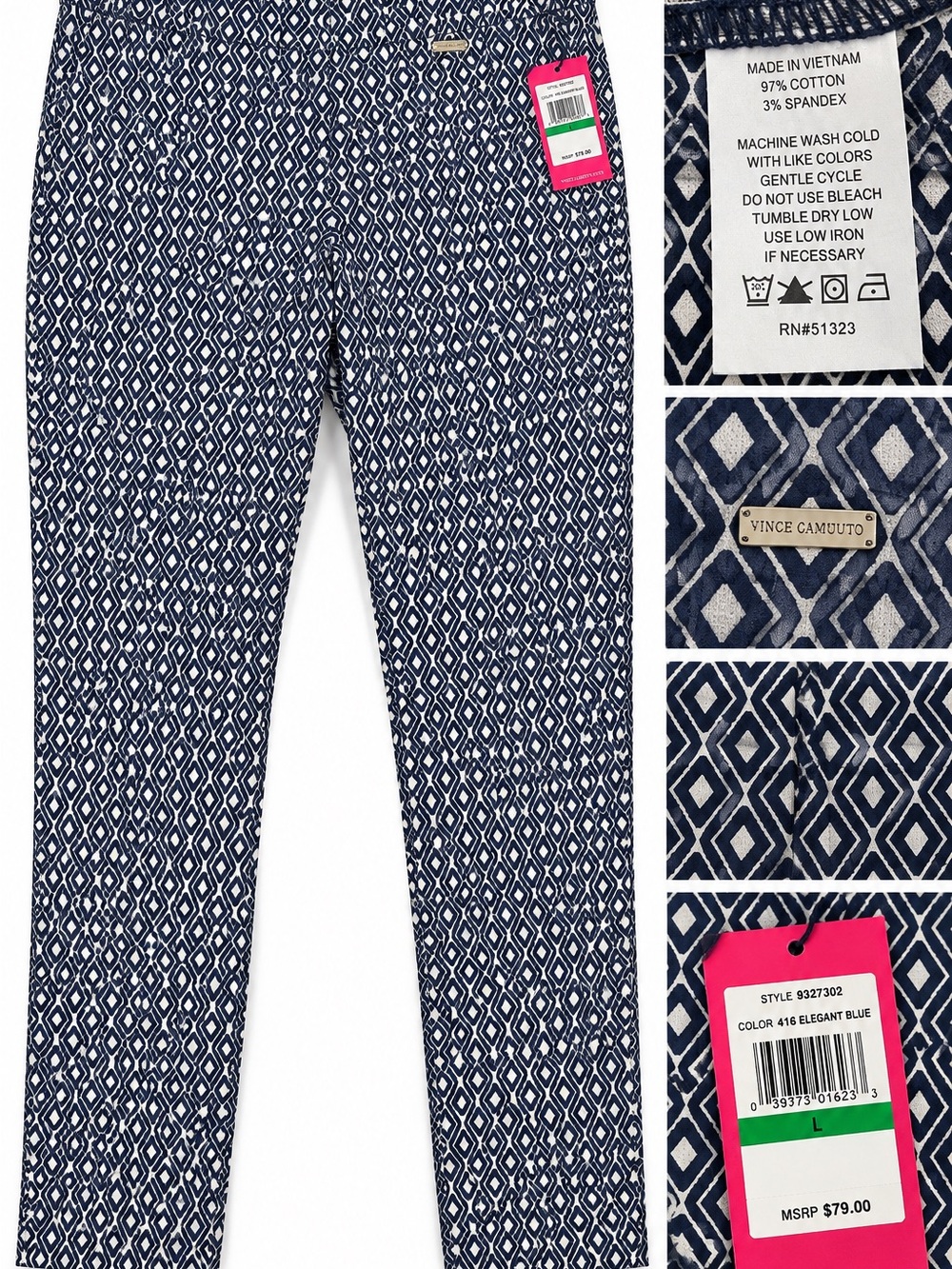 Vince Camuto Geometric Pull on Ankle Pants size L - NWT